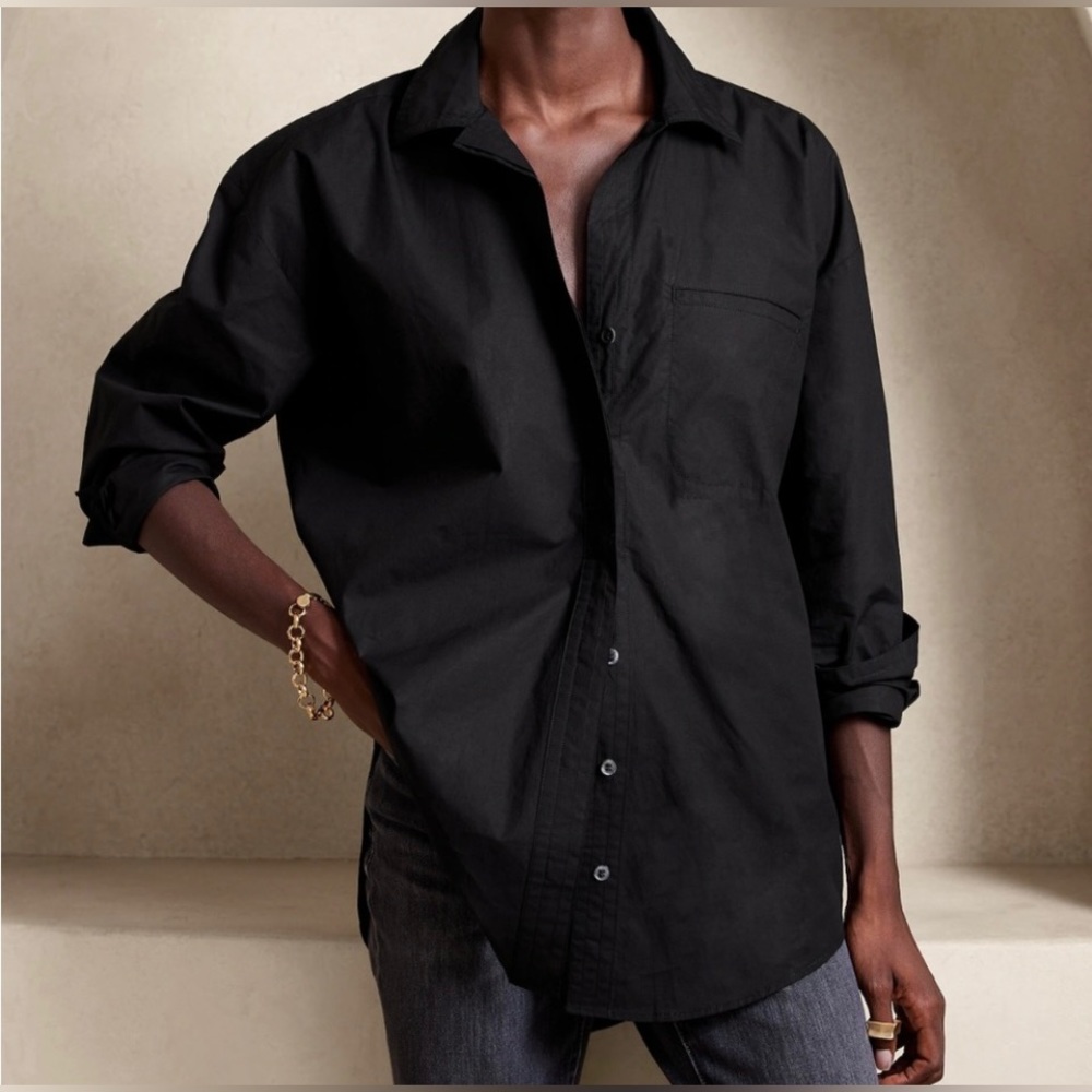BANANA REPUBLIC OVERSIZED COTTON SHIRT SIZE S COLOR BLACK NWT